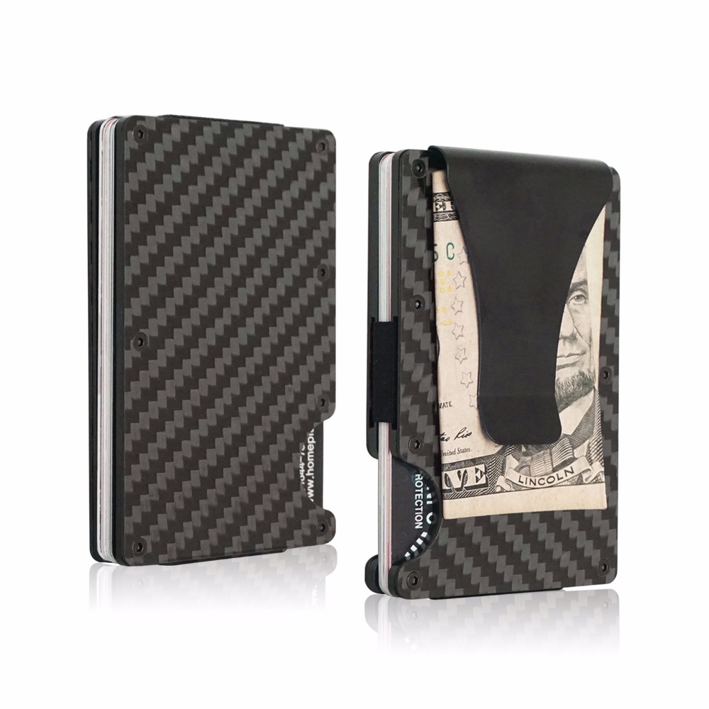 Ultra Thin Carbon Fiber RFID Wallet. (Black)